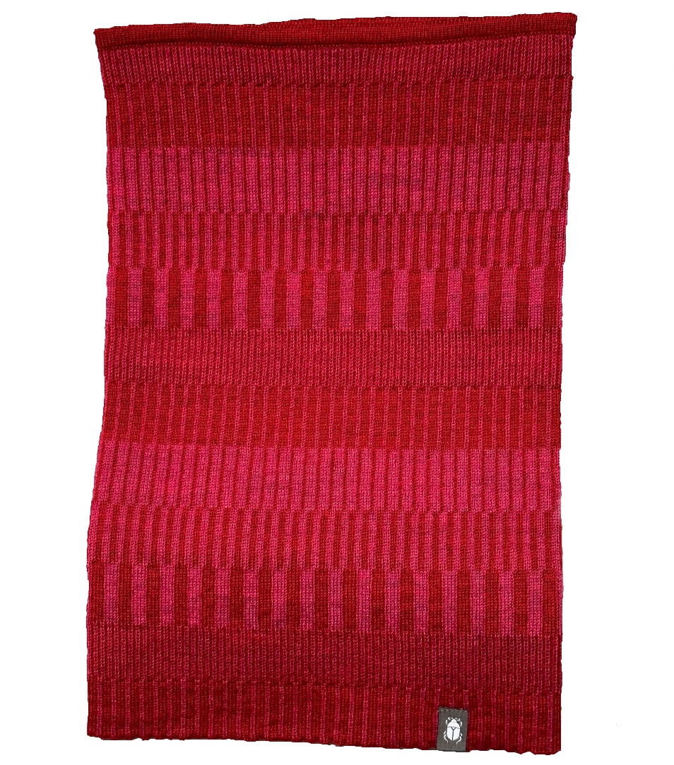 Halstub buff tubhalsduk pannband balaklava mössa 100% ull, unisex, lingonröd-hallonrosa
