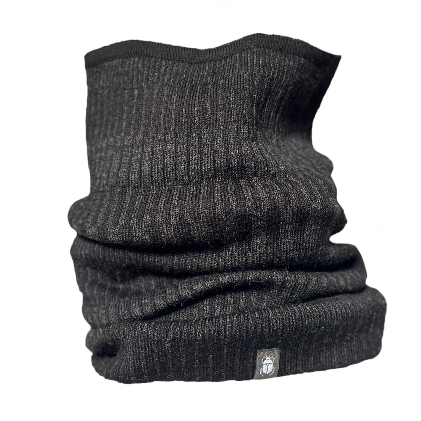 Halstub buff pannband 100% ull, unisex, grafitgrå-kolsvart