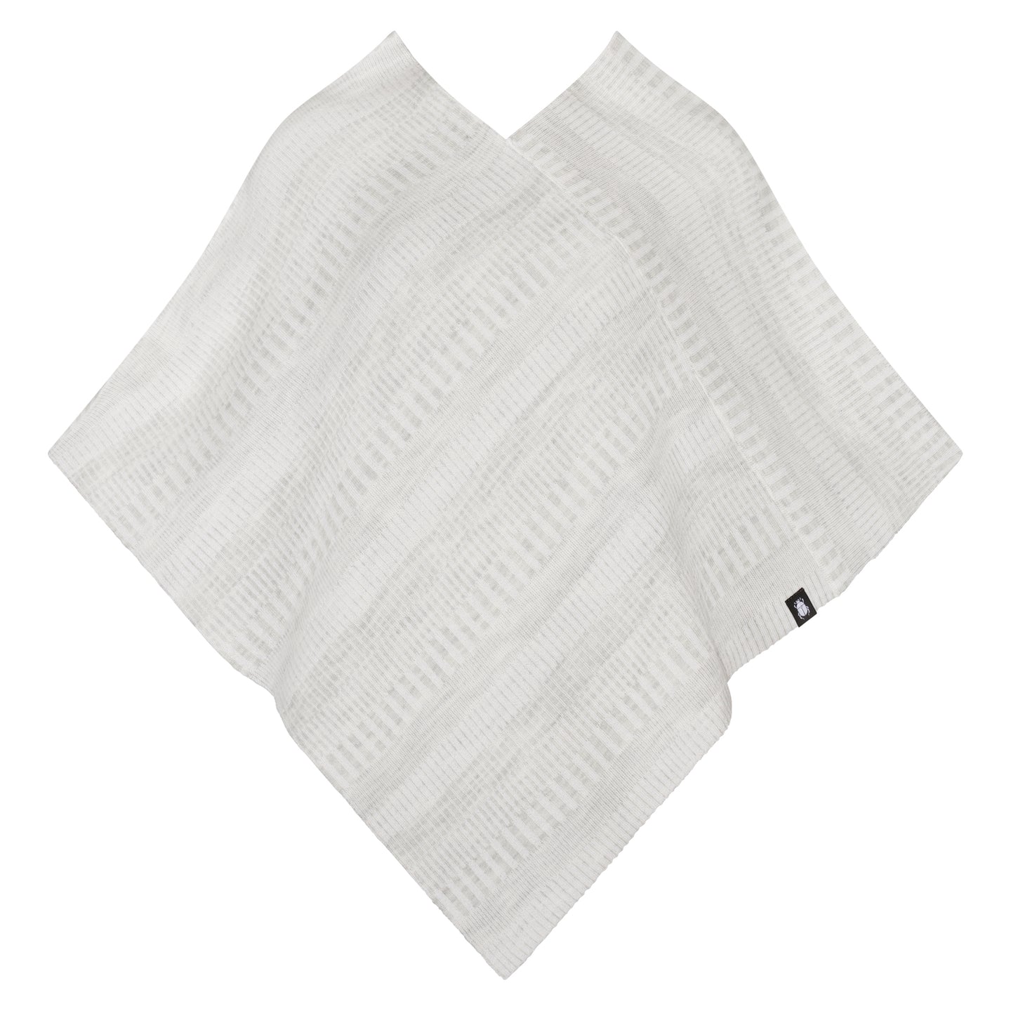 Poncho sjal 100% ull, snövit-sandgrå