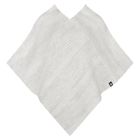 Poncho sjal 100% ull, snövit-sandgrå