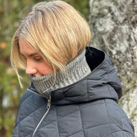 Halstub buff tubhalsduk pannband 100% ull, unisex, askgrå-stengrå