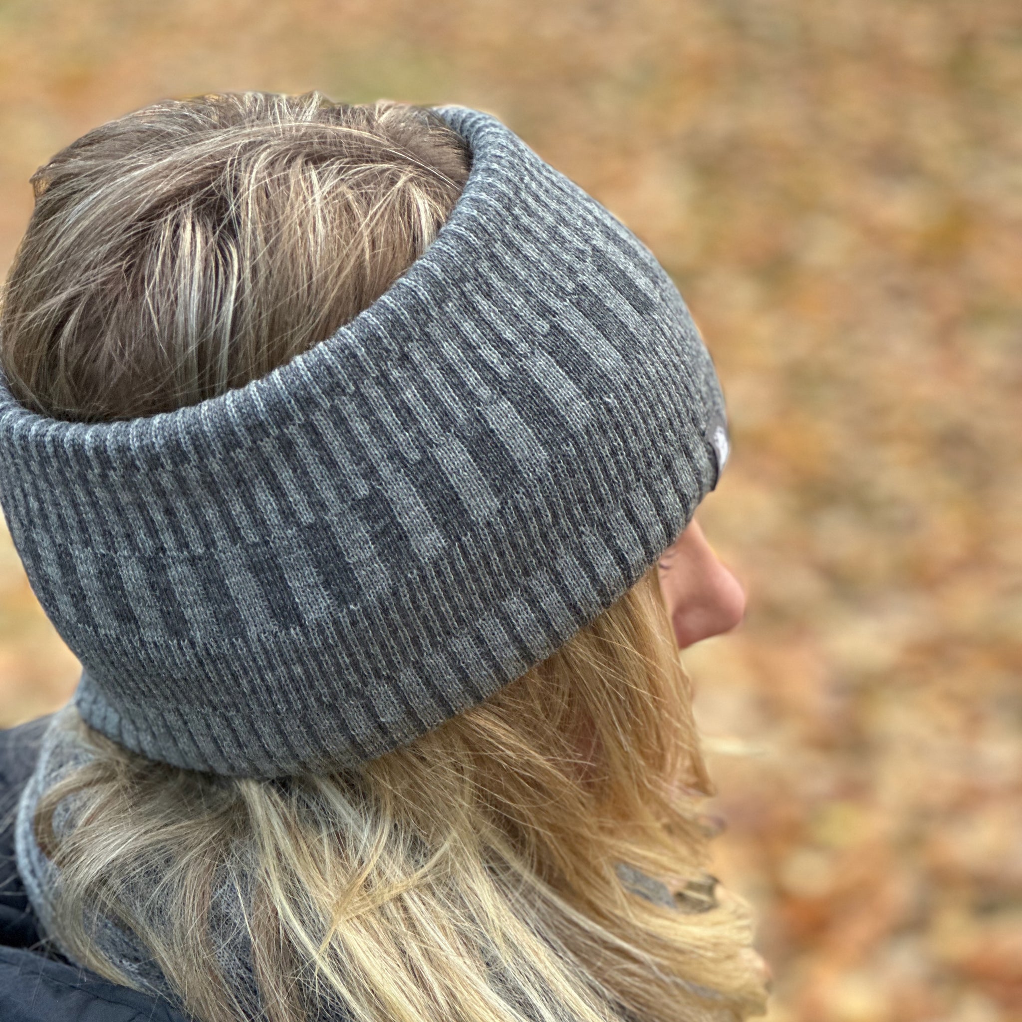 Halstub buff tubhalsduk pannband 100% ull, unisex, askgrå-stengrå