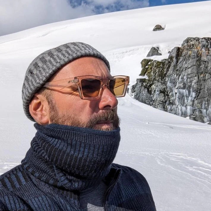 Halstub buff tubhalsduk pannband 100% ull, unisex, midnattsblå-kolsvart