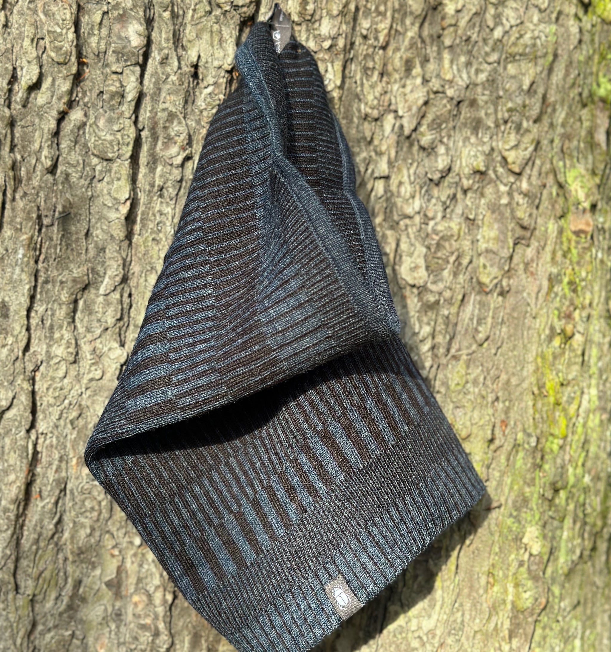 Halstub buff tubhalsduk pannband 100% ull, unisex, midnattsblå-kolsvart