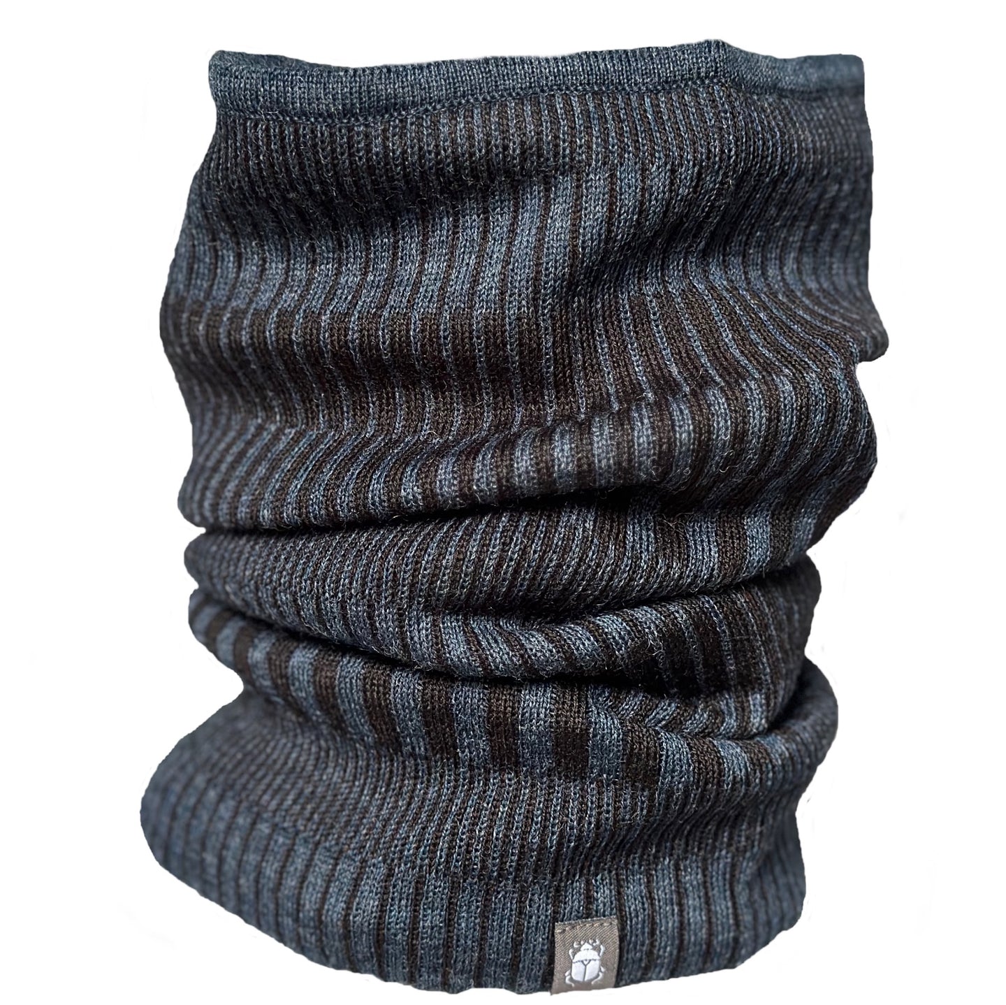 Halstub buff tubhalsduk pannband 100% ull, unisex, midnattsblå-kolsvart