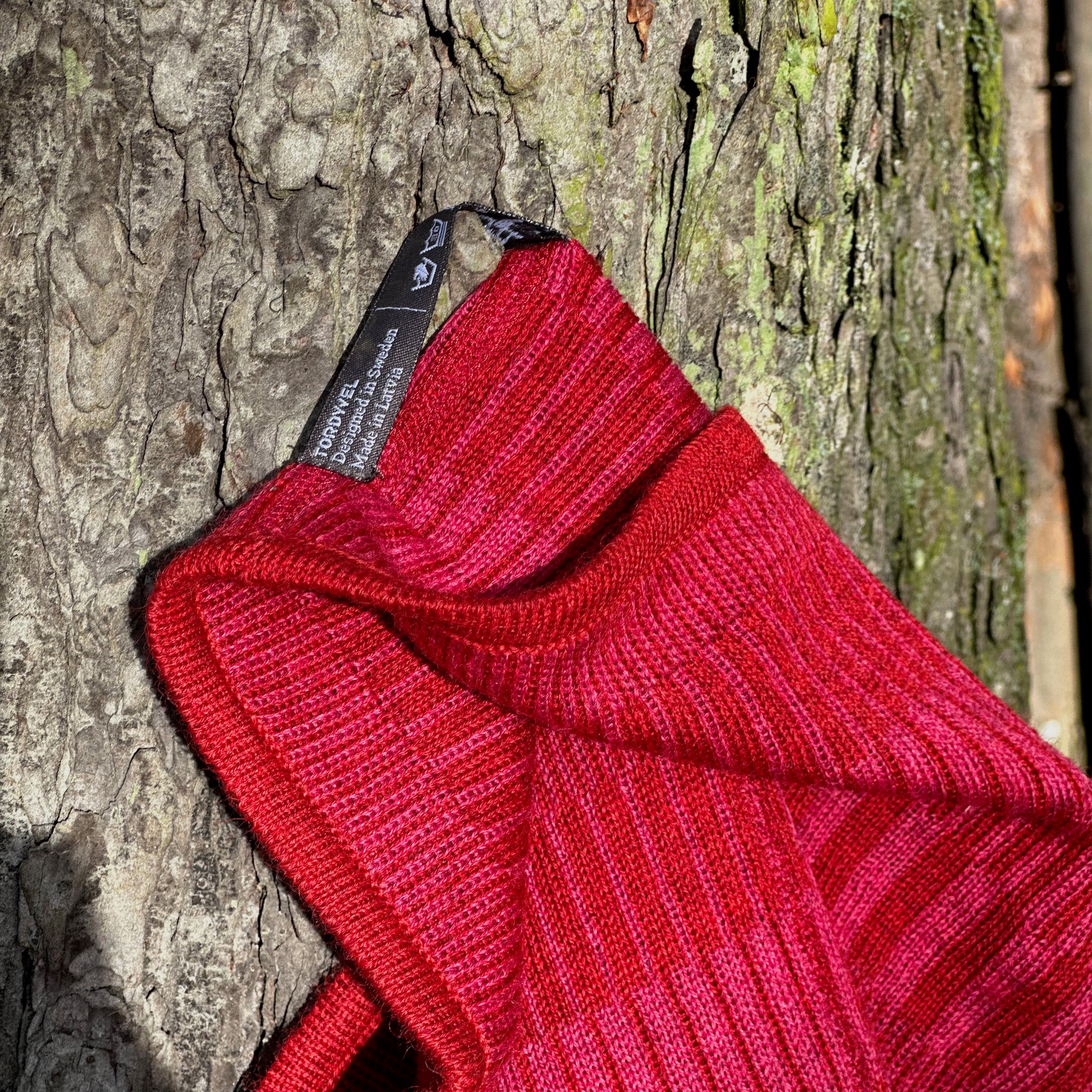 Halstub buff tubhalsduk pannband balaklava mössa 100% ull, unisex, lingonröd-hallonrosa