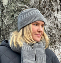 Halstub buff tubhalsduk pannband 100% ull, unisex, askgrå-stengrå