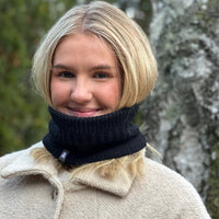 TORDYVEL Halstub pannband 100% ull grafitgrå-kolsvart