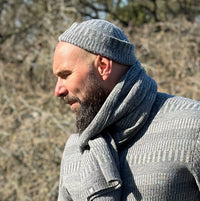 Mössa beanie 100% ull, unisex, askgrå-stengrå