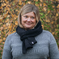 Halsduk sjal 100% ull, unisex, grafitgrå-kolsvart