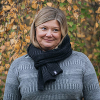 Halsduk sjal 100% ull, unisex, grafitgrå-kolsvart