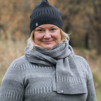 Halsduk sjal 100% ull, unisex, askgrå-stengrå