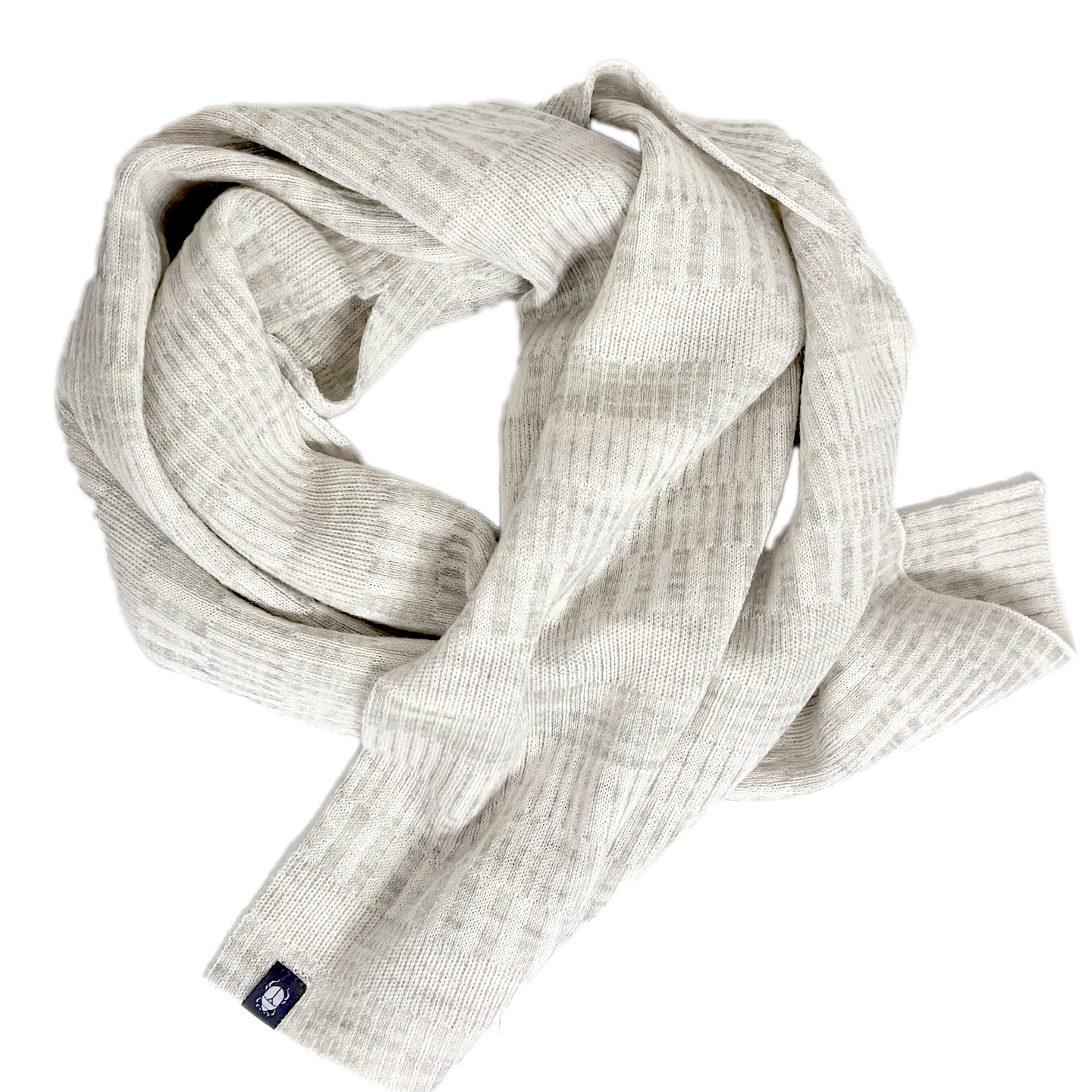 Halsduk sjal 100% ull, unisex, snövit-sandgrå