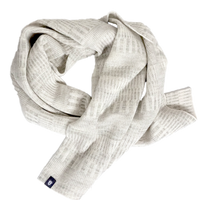 Halsduk sjal 100% ull, unisex, snövit-sandgrå