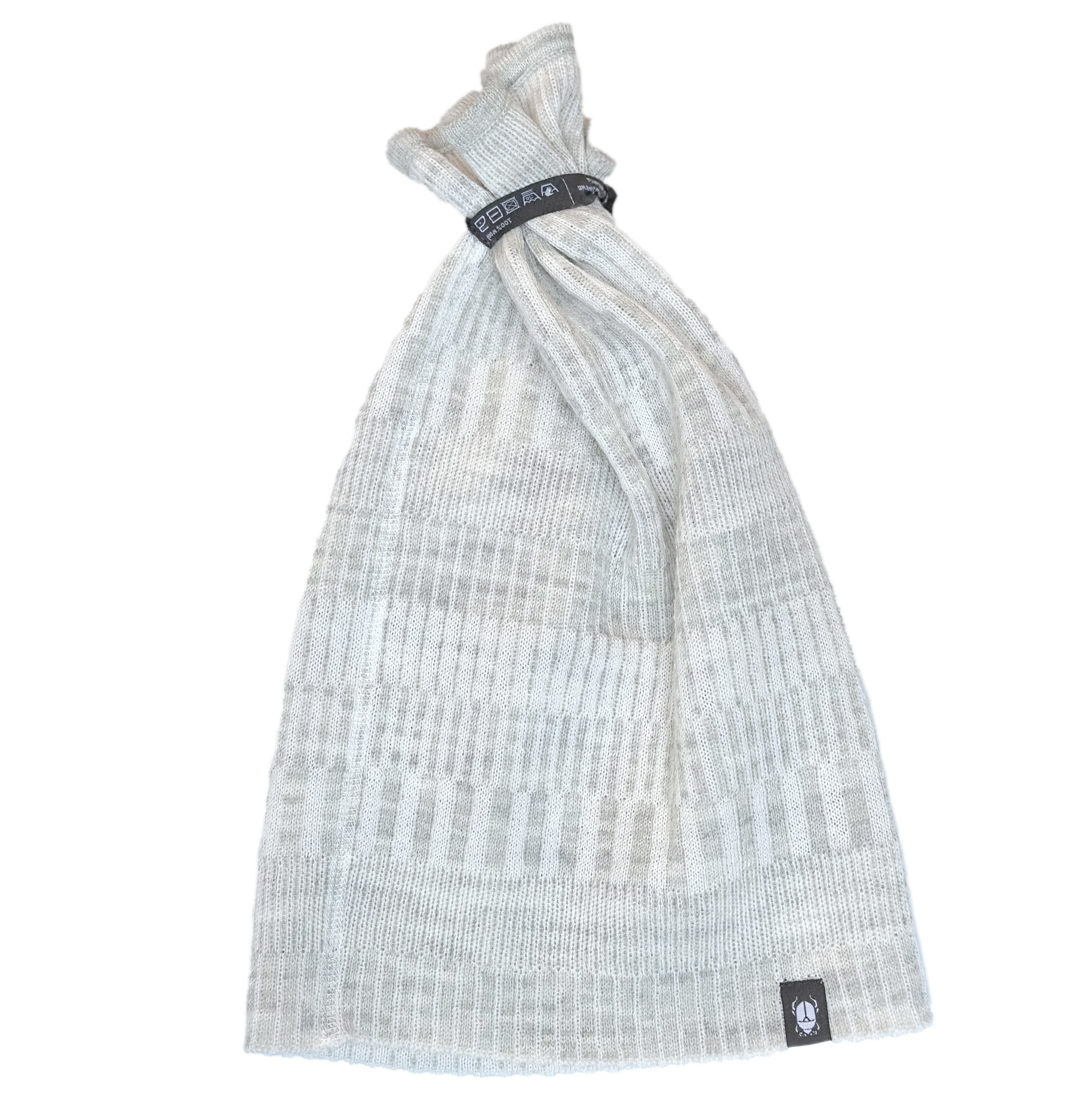 Halstub buff tubhalsduk pannband 100% ull, unisex, snövit-sandgrå