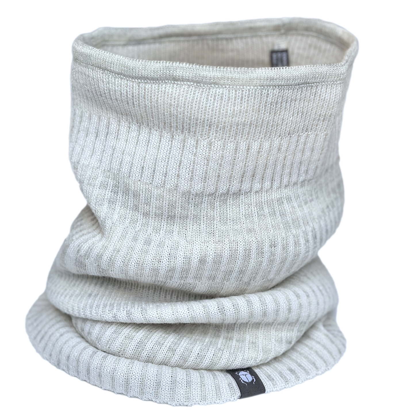 Halstub buff tubhalsduk pannband 100% ull, unisex, snövit-sandgrå