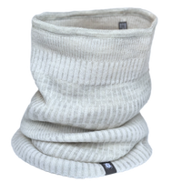 Halstub buff tubhalsduk pannband 100% ull, unisex, snövit-sandgrå