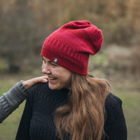 Halstub buff tubhalsduk pannband balaklava mössa 100% ull, unisex, lingonröd-hallonrosa