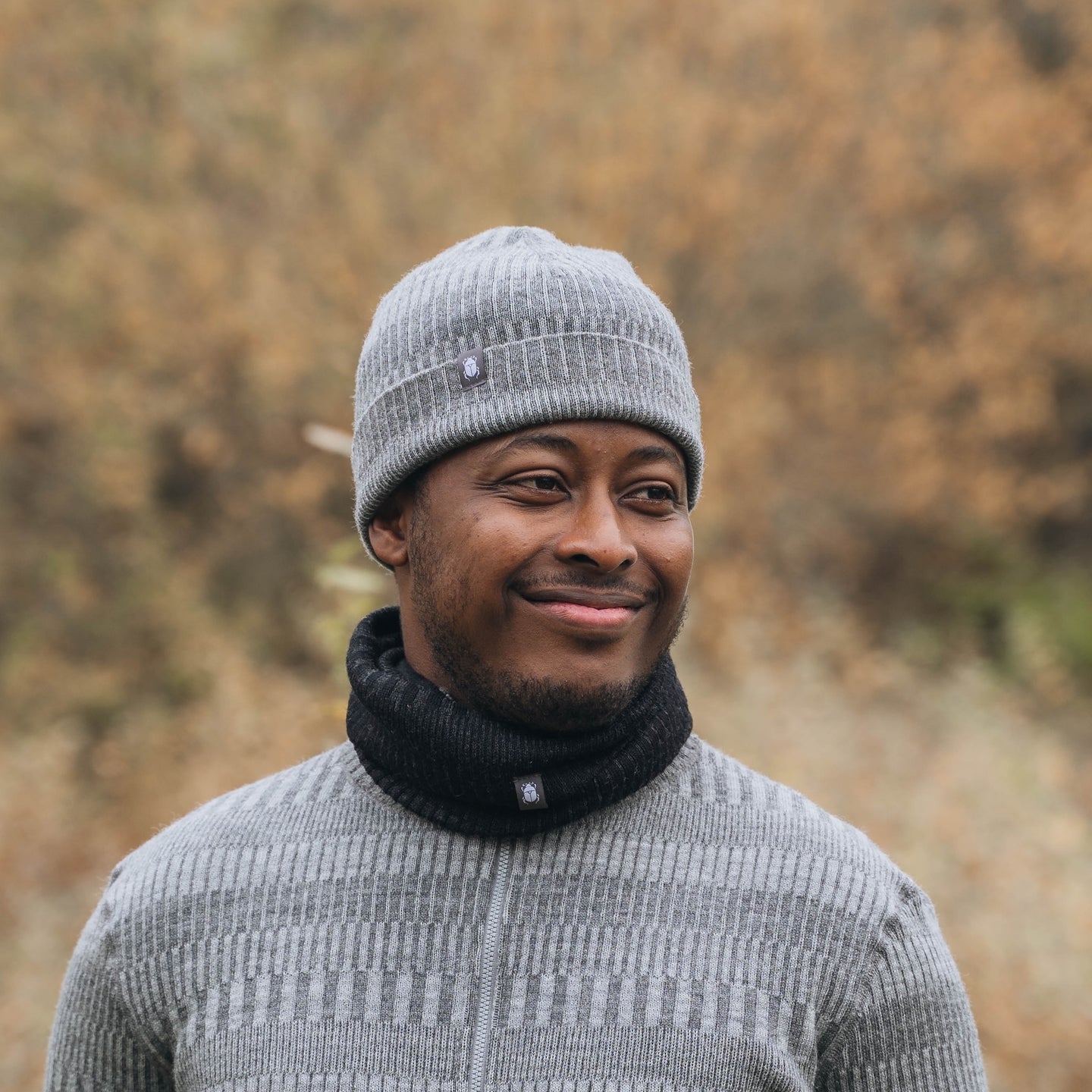 Mössa beanie 100% ull, unisex, askgrå-stengrå