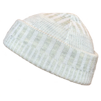 Mössa beanie 100% ull, unisex, snövit-sandgrå
