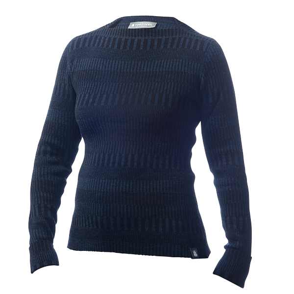 Ulltröja båthals organic wool sweater boatneck blueblack