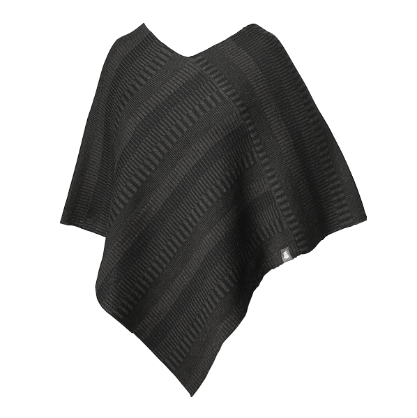 Poncho sjal 100% ull, grafitgrå-kolsvart