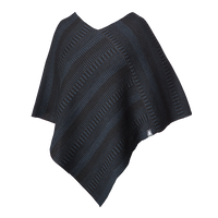 Poncho sjal 100% ull, unisex, midnattsblå-kolsvart
