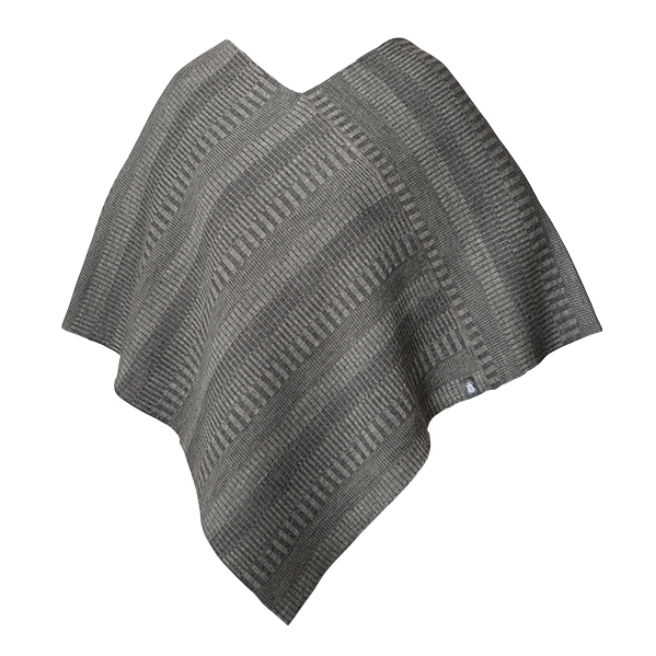 Poncho sjal 100% ull, unisex, askgrå-stengrå