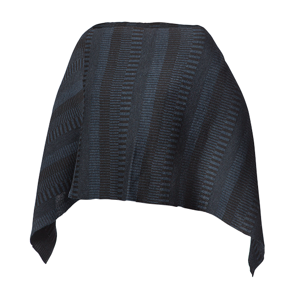 Poncho sjal 100% ull, unisex, midnattsblå-kolsvart