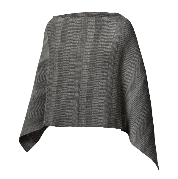 Poncho sjal 100% ull, unisex, askgrå-stengrå