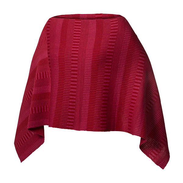 Poncho sjal 100% ull, unisex, lingonröd-hallonrosa