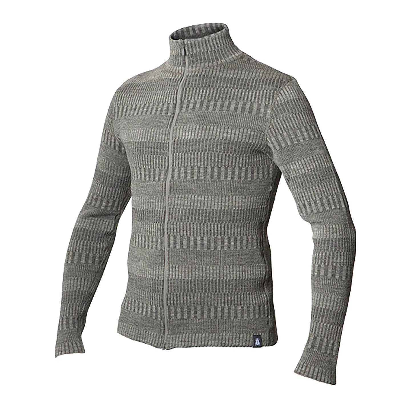 Kofta, rak modell halvhög krage 100% ull, herr dam, askgrå-stengrå