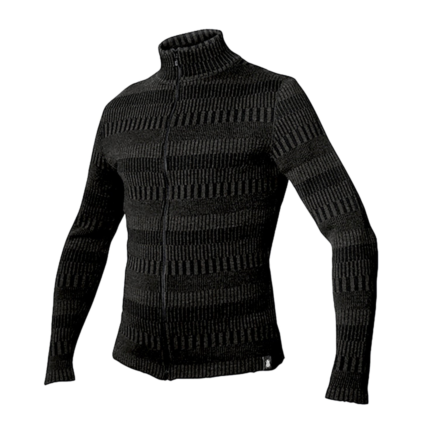 Kofta, rak modell med halvhög krage 100% ull, herr dam, grafitgrå-kolsvart