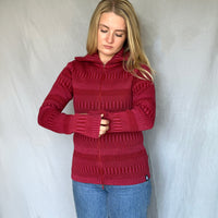 Kofta figursydd med hög krage 100% ull, dam, lingonröd-hallonrosa