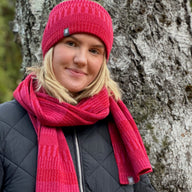 Halsduk sjal 100% ull, unisex, lingonröd-hallonrosa