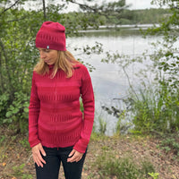 Kofta figursydd med hög krage 100% ull, dam, lingonröd-hallonrosa