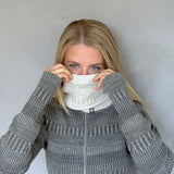 Halstub buff tubhalsduk pannband mössa balaklava, 100% ull, unisex, snövit-sandgrå