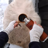 Handledsvärmare torgvantar 100% ull, unisex, snövit-sandgrå