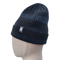 Mössa beanie 100% ull, unisex, midnattsblå-kolsvart