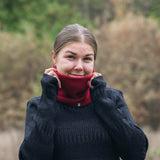 Halstub buff tubhalsduk pannband balaklava mössa 100% ull, unisex, lingonröd-hallonrosa