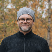 Mössa beanie 100% ull, unisex, askgrå-stengrå