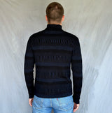 Kofta rak med halvhög krage 100% ull, herr/dam midnattsblå-kolsvart