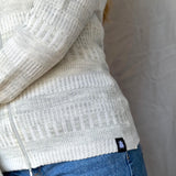 Kofta figursydd med hög krage 100% ull, dam, snövit-sandgrå