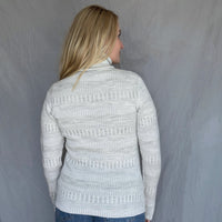 Kofta figursydd med hög krage 100% ull, dam, snövit-sandgrå