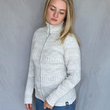 Kofta figursydd med hög krage 100% ull, dam, snövit-sandgrå