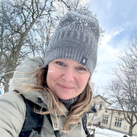 Mössa beanie 100% ull, unisex, askgrå-stengrå