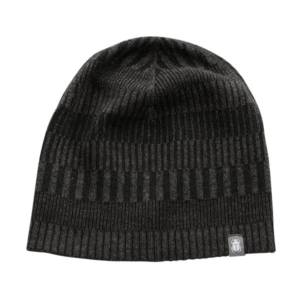 Mössa beanie 100% ull, unisex, grafitgrå-kolsvart