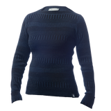 Ulltröja båthals organic wool sweater boatneck blueblack