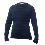 Ulltröja båthals organic wool sweater boatneck blueblack