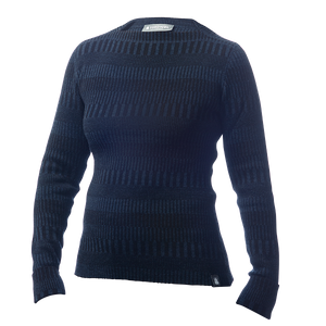 Ulltröja båthals organic wool sweater boatneck blueblack
